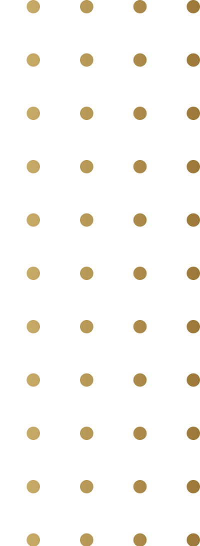 Gold dots arranged in vertical lines on a green background.